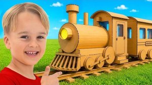 REAL Cardboard Train Challenge for kids!