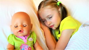 Polina and Baby doll playing and having funny day
