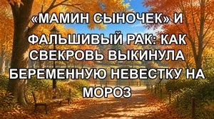«МАМИН СЫНОЧЕК» И ФАЛЬШИВЫЙ РАК: КАК СВЕКРОВЬ ВЫКИНУЛА БЕРЕМЕННУЮ НЕВЕСТКУ НА МОРОЗ
