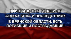 Официальные сводки об атаках БПЛА и последствиях в Брянской области, есть погибшие и пострадавшие!