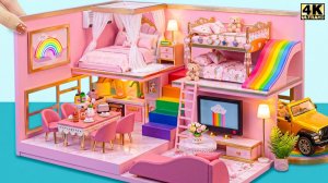 Построй и укрась мини-домик Hello Kitty с бассейном, радужной горкой и гаражом 🌈