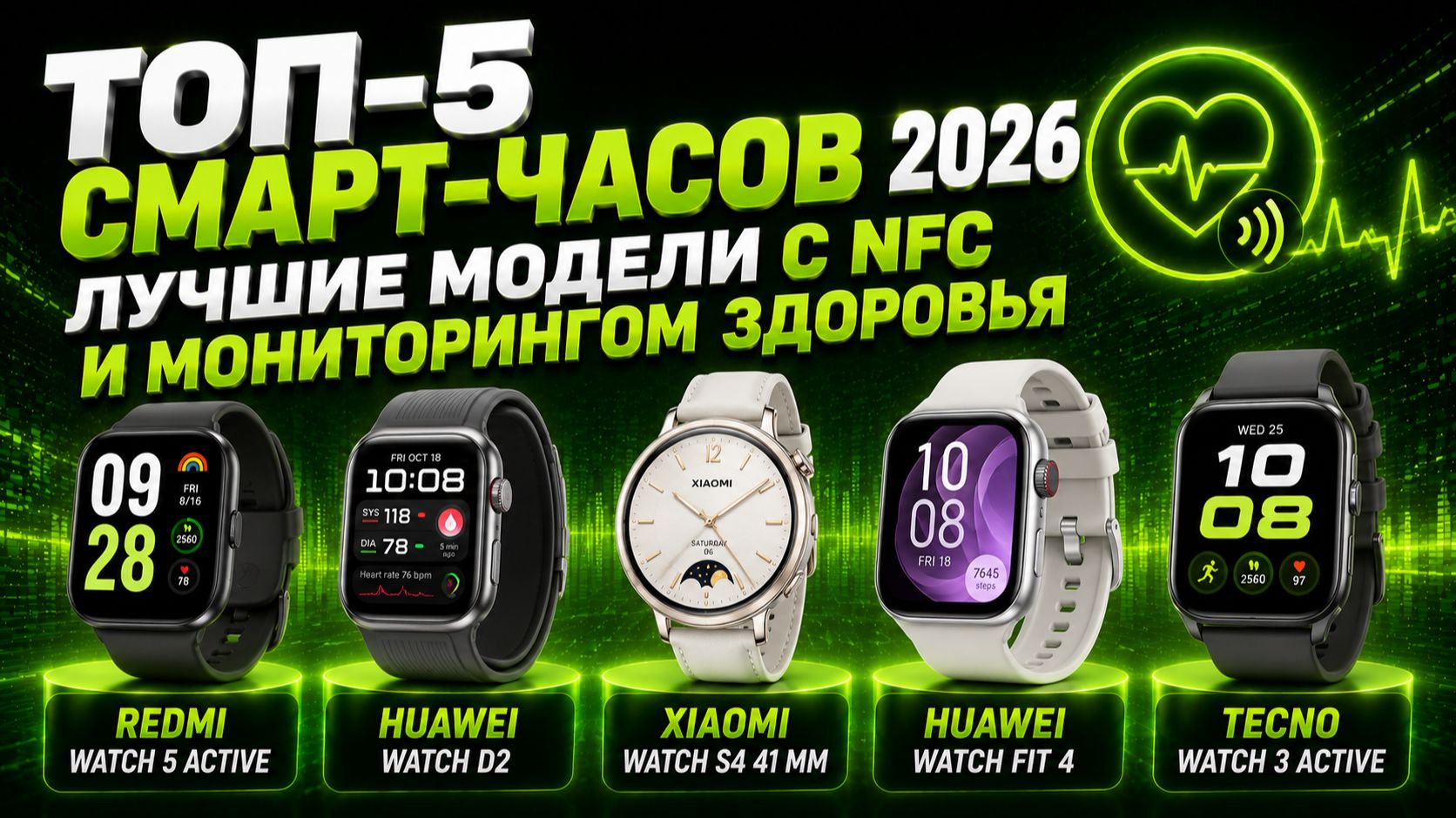 Топ‑5 смарт‑часов 2026: лучшие модели с NFC и мониторингом здоровья