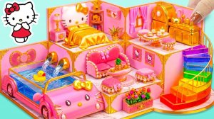 Розовые сны сбываются: миниатюрный дом Hello Kitty с водопадом и радужной лестницей ❤️