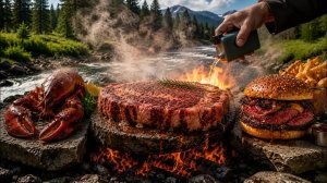 Мясной пир на костре: стейки, бургеры и омар