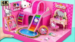 👋😺 Рождается милярик: домик Hello Kitty с радужной горкой из картона #Миниатюрный дом🌈