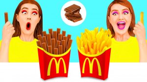 Челлендж. Шоколадная еда vs. Настоящая еда # Сумасшедший челлендж