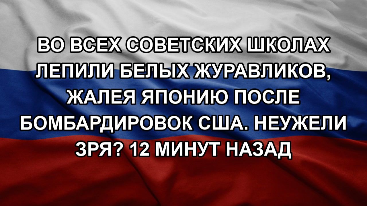 Во всех советских школах лепили белых журавликов жалея Японию после бомбардировок США. Неужели зр