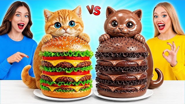 Челлендж с едой. Шоколадная еда vs настоящая еда