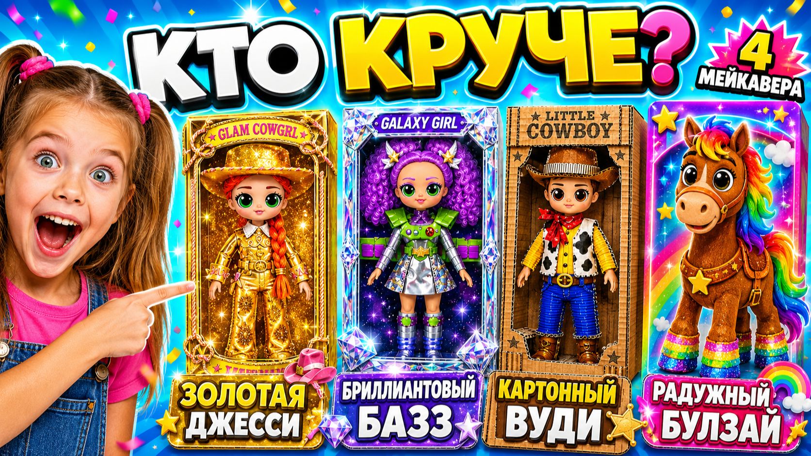 Золотая Джесси, Бриллиантовая Базз, Картонный Вуди и Радужный Булзай| DIY-Мейковер Кто Круче?