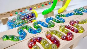 Мраморный забег ASMR: волновой склон HABA и Pop Tube, скелетная машинка — выпуск №146