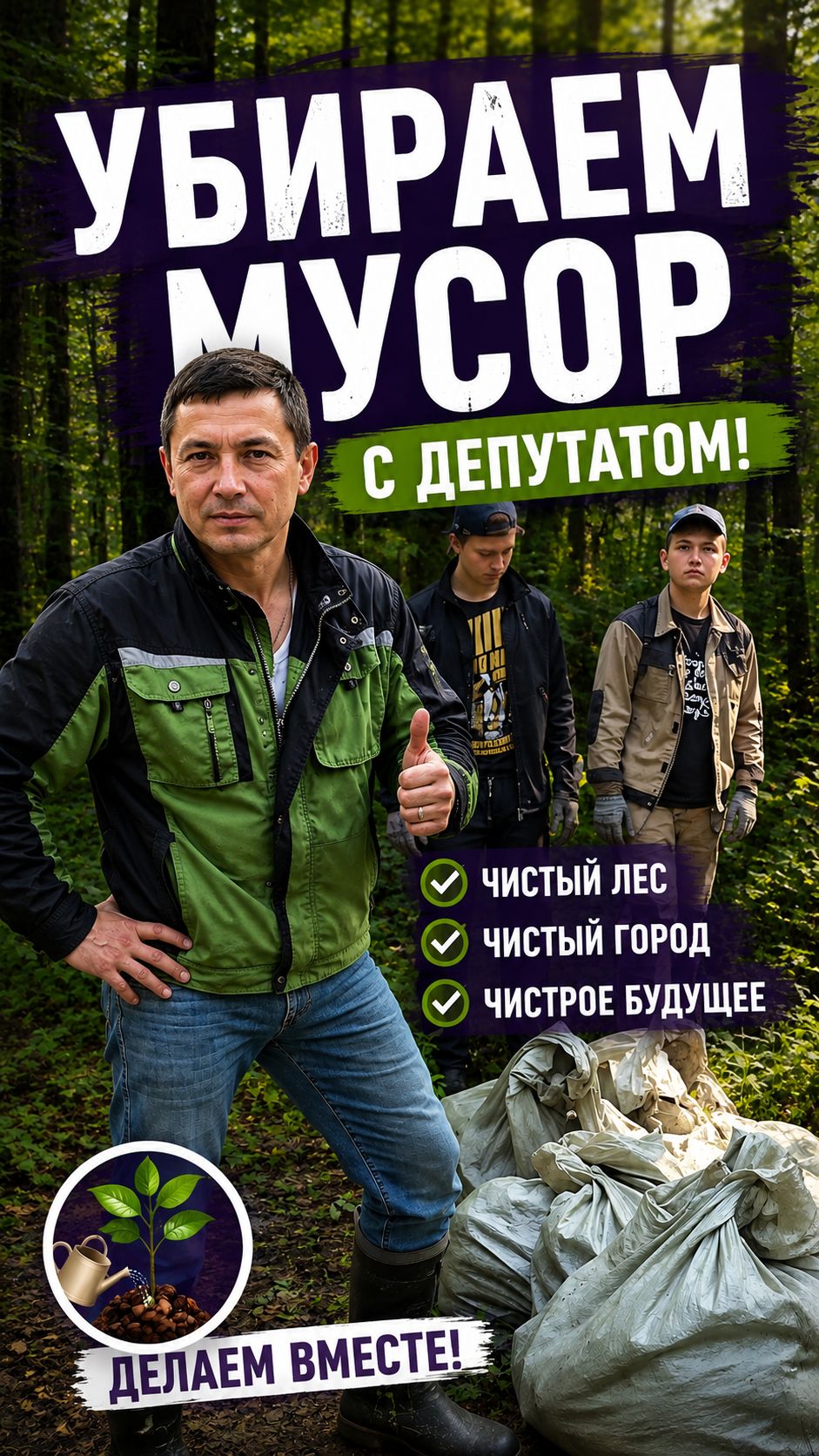 Депутат с командой вывезли свалку мусора из леса #мусор #чистый #лес #депутат #выборы