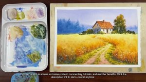 Акварельная живопись — Старый дом на ячменном поле
