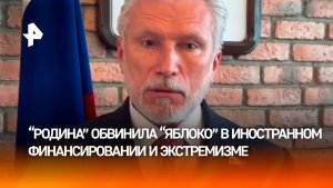 Иностранное финансирование, авторские права и экстремизм: «Родина» выдвинула претензии к «Яблоку»