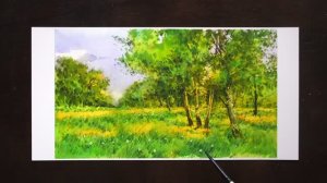 Мастер-класс по акварели 🎨 Предзакатное солнце. Расслабляющая картина для начинающих, шаг за шагом