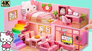 Роспись розового мини-дома с Hello Kitty: спальня, кухня и радужная горка ❤️ Миниатюра