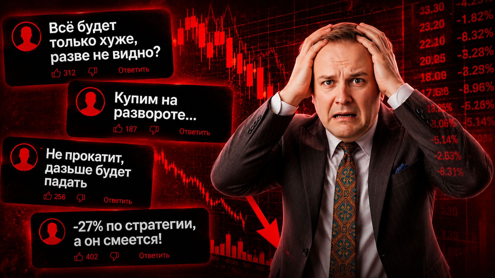 ДАЛЬШЕ БУДЕТ ТОЛЬКО ХУЖЕ! ВЫ ПОТЕРЯЕТЕ ДЕНЬГИ НА АКЦИЯХ! ОТСКОКА НЕ БУДЕТ. ОТВЕТЫ НА КОММЕНТАРИИ