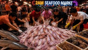 Ночной рынок морепродуктов в Китае. Тысячи деликатесов раскупили до рассвета