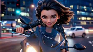 Девушка на мотоцикле: Клип в стиле диснея 3d мульт