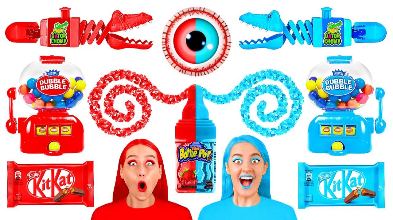 Красная еда Vs Синяя еда Челлендж # Забавные Лайфхаки с Едой от Fun Fun Challenge
