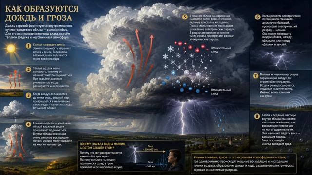 Как образуется дождь с грозой?