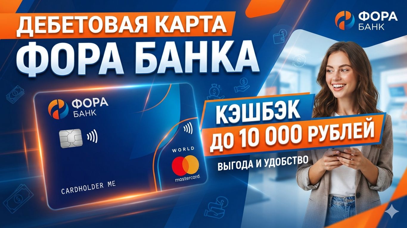 Дебетовая карта Фора-Банка Всё включено - обзор и условия! Кешбэк до 10 тысяч рублей