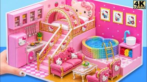 «Мини-розовый домик Hello Kitty: волшебный бассейн и секретные комнаты для двоих!»