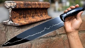 Сделан нож из старой рельсы. Это не просто нож для шеф-повара. АСМР работа руками