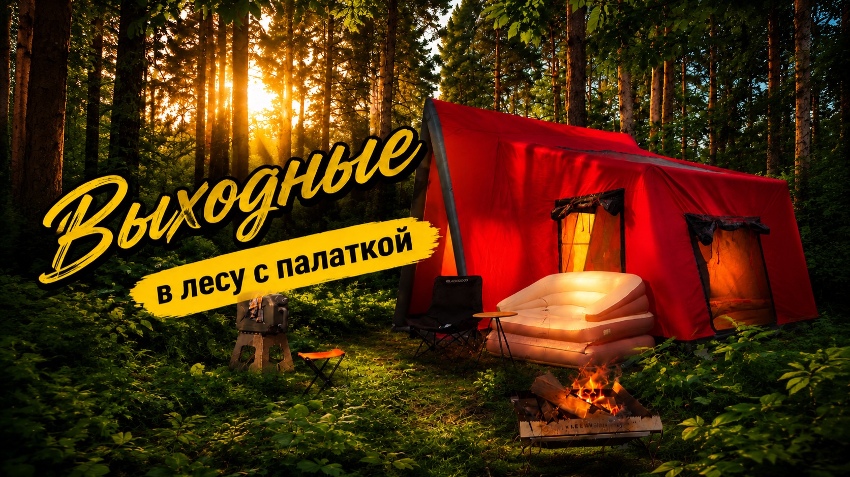 Кемпинг в лесу с Надувной палаткой!