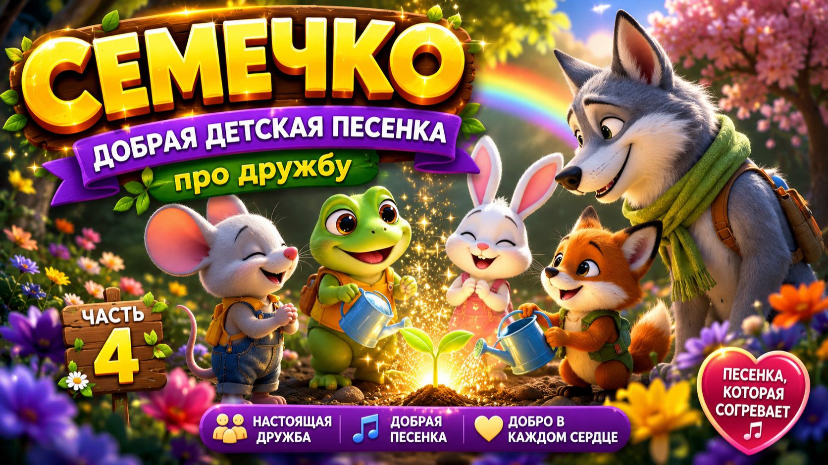Теремок, часть 3| Семечко 🌳 | Добрая песенка про дружбу, помощь и волшебное дерево