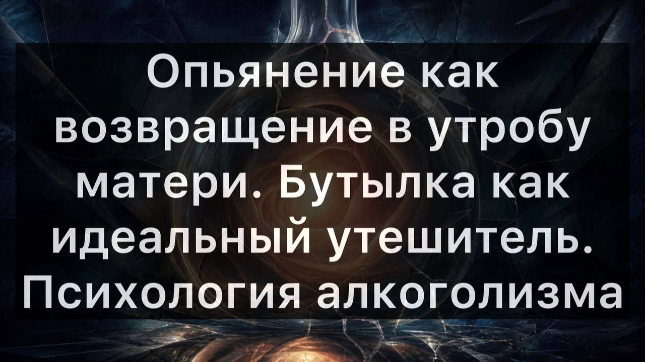 Опьянение как возвращение в утробу матери. Бутылка как идеальный утешитель. Психология алкоголизма