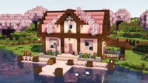 Розовый домик на берегу озера! Minecraft! Строим красоту!