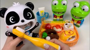 Увлекательный набор для еды Pororo с BabyBus 🍽️ Panda Kiki Dentist Toys 장난감놀이