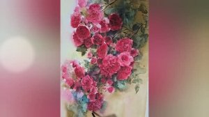Процесс рисования акварельных роз