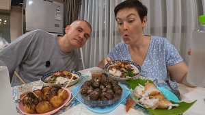 Мукбанг без ПОНТОВ, пробуем НЕОБЫЧНУЮ еду с Рынка! ДЕЛИКАТЕСЫ улитки на Семейный ужин в Таиланде