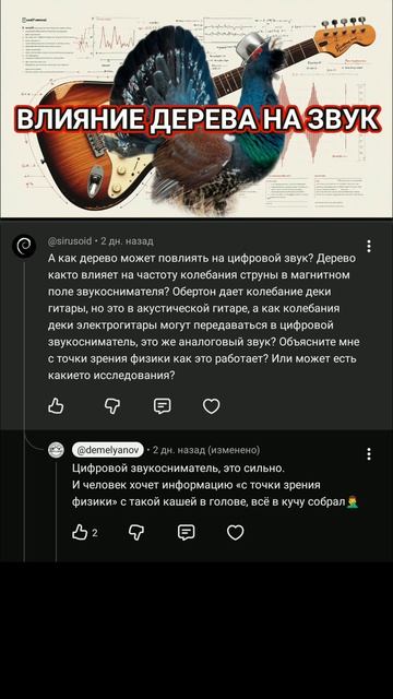 Как Древесные Глухари задают вопросы про влияние дерева на звук электрогитары 🤦♂️🤦♂️🤦♂️🤦♂️🤦