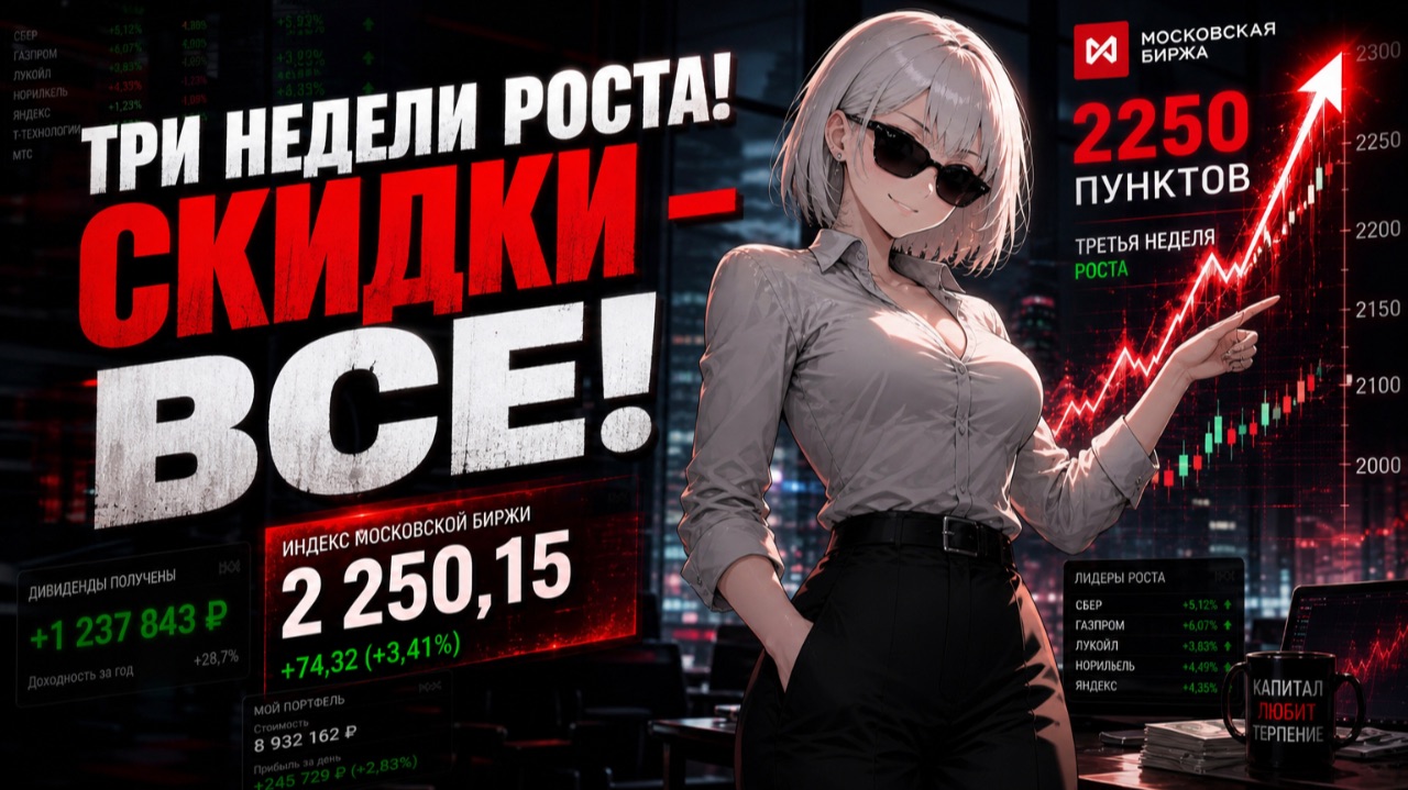 Акции РФ Растут! Три недели ГОЙДЫ 🔥
