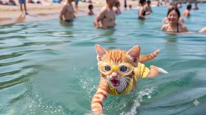 Неожиданные летние каникулы милого котенка  🥹🌊🦑✨