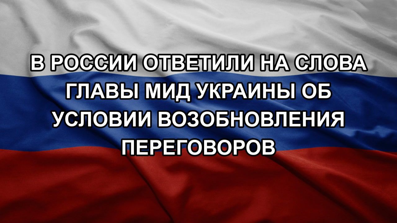 В России ответили на слова главы МИД Украины об условии возобновления переговоров