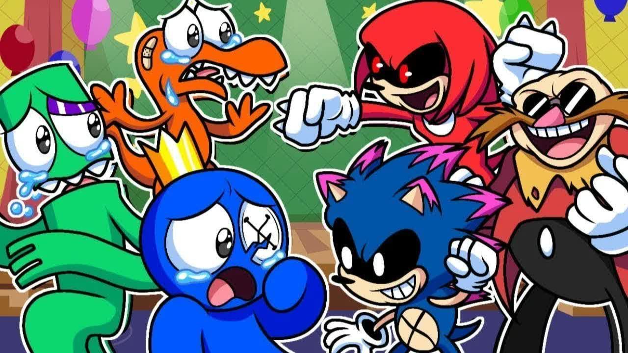 РАДУЖНЫЕ ДРУЗЬЯ ПРОТИВ СОНИКА.EXE?! | FNF/Rainbow Friends — Анимации на русском