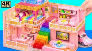 «Розовый дом мечты со спальней, гаражом и бассейном на крыше! 🏠❤️»
