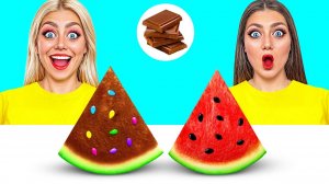 Челлендж. Шоколадная Еда vs Настоящая еда # Кухонные Войны от Funny DO Challenge