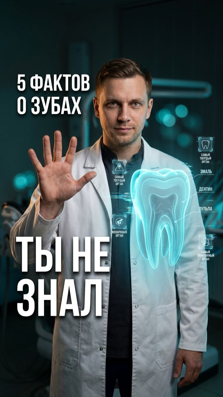 🦷 5 фактов о зубах, которые тебя удивят