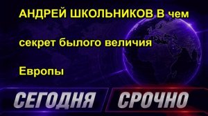 АНДРЕЙ ШКОЛЬНИКОВ В чем секрет былого величия Европы
