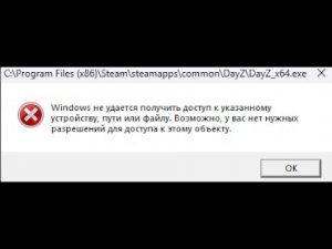 Windows не удается получить доступ к указанному устройству, пути или файлу. DayZ