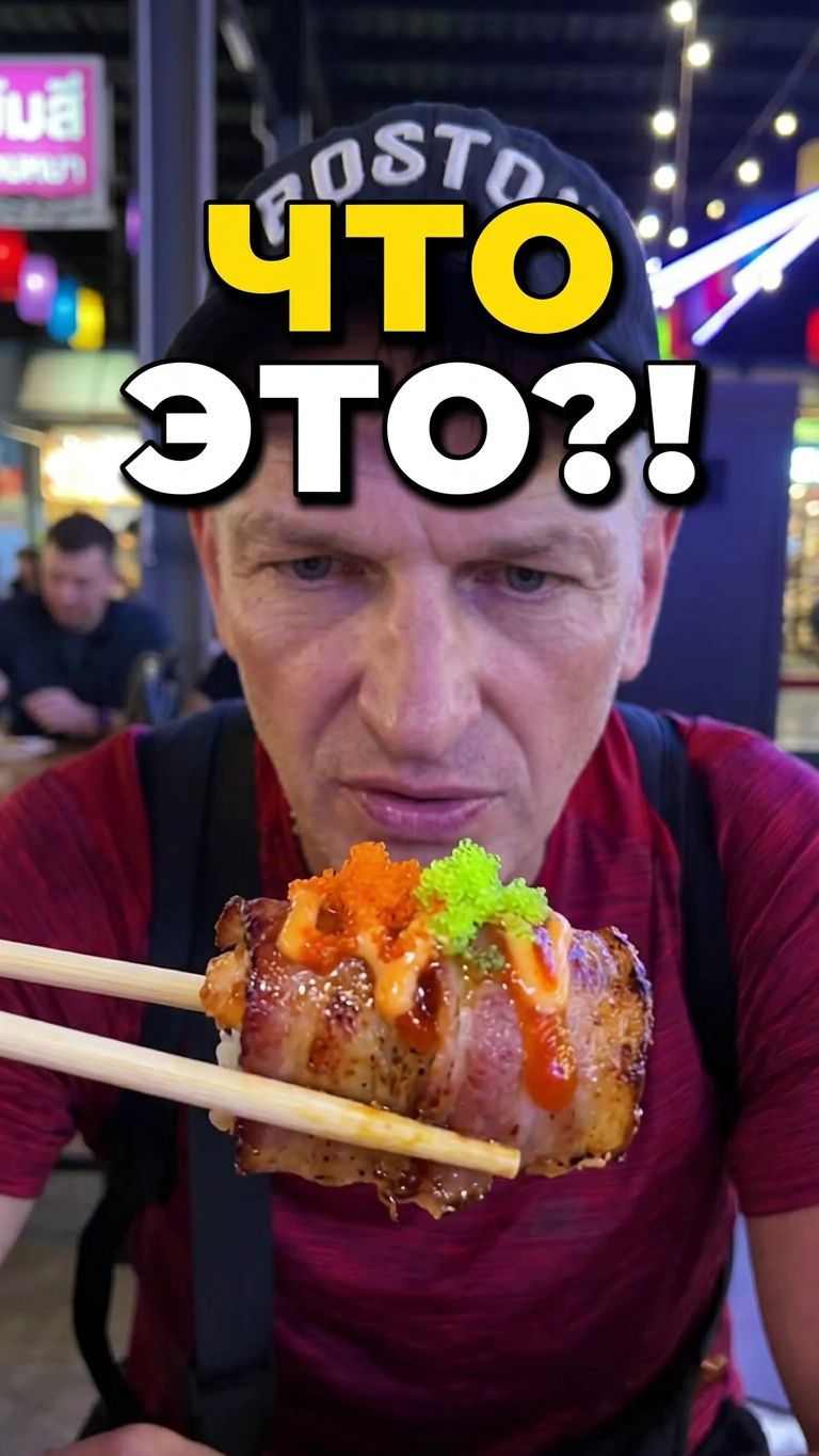 Это вкусно или нет 🤷 Тестируем роллы на рынке еды в Таиланде #тайланд #еда
