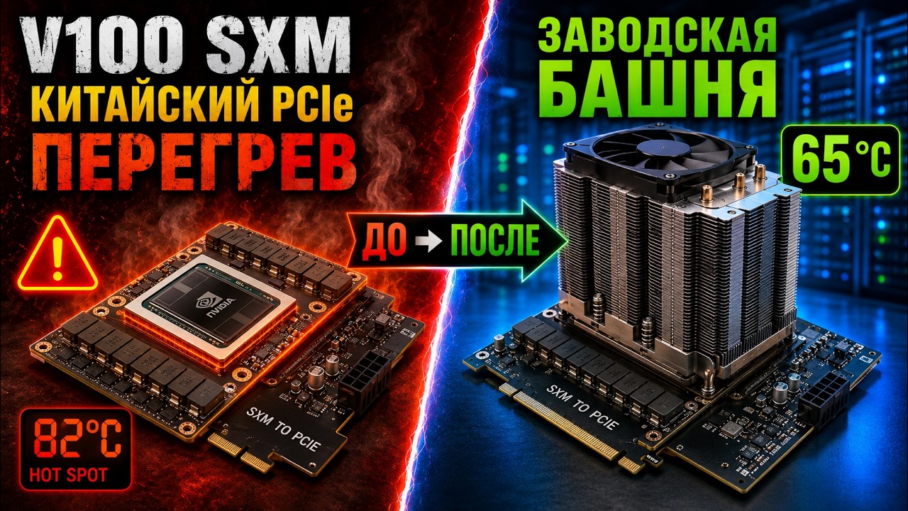 Почему не стоит брать Tesla V100 SXM на китайском PCIe переходнике без нормального охлаждения