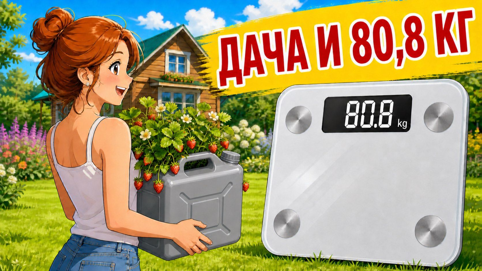 8.08 Дача, лесные ягодки и паника на весах! Кашпо из канистры, колодец и звонок