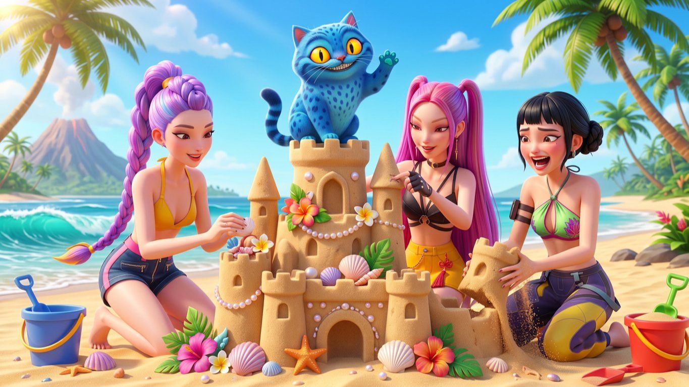 🐱 День на Пляже - Хантрикс и Дерпи Тигр был ТАКИМ ДРУЖЕЛЮБНЫМ! 🌅💖 | Кейпоп-охотницы на демонов