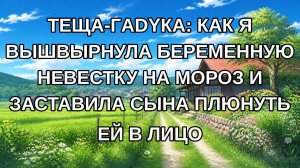 ТЕЩА-ГADYКА: КАК Я ВЫШВЫРНУЛА БЕРЕМЕННУЮ НЕВЕСТКУ НА МОРОЗ И ЗАСТАВИЛА СЫНА ПЛЮНУТЬ ЕЙ В ЛИЦО