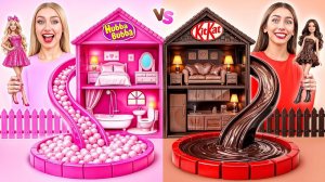 Строим Удивительный Кукольный Домик Жевательная Резинка vs Шоколадный _ Смешные Челленджи